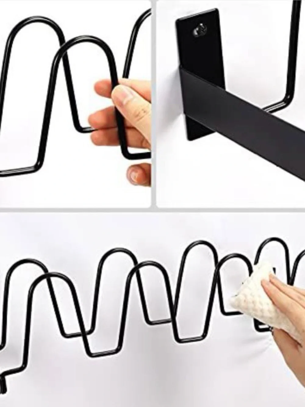Wall-Mounted Slipper Organizer Rack - Black